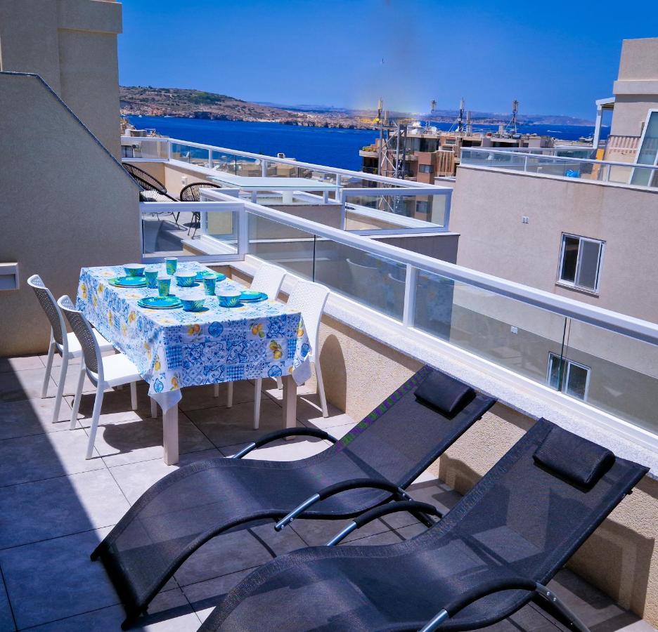 Sea View New Penthouse Terrace & Garage Parking Apartment St. Paul's Bay Exterior foto