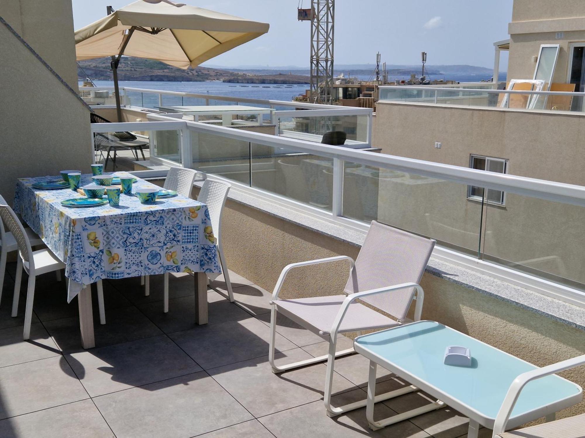 Sea View New Penthouse Terrace & Garage Parking Apartment St. Paul's Bay Exterior foto