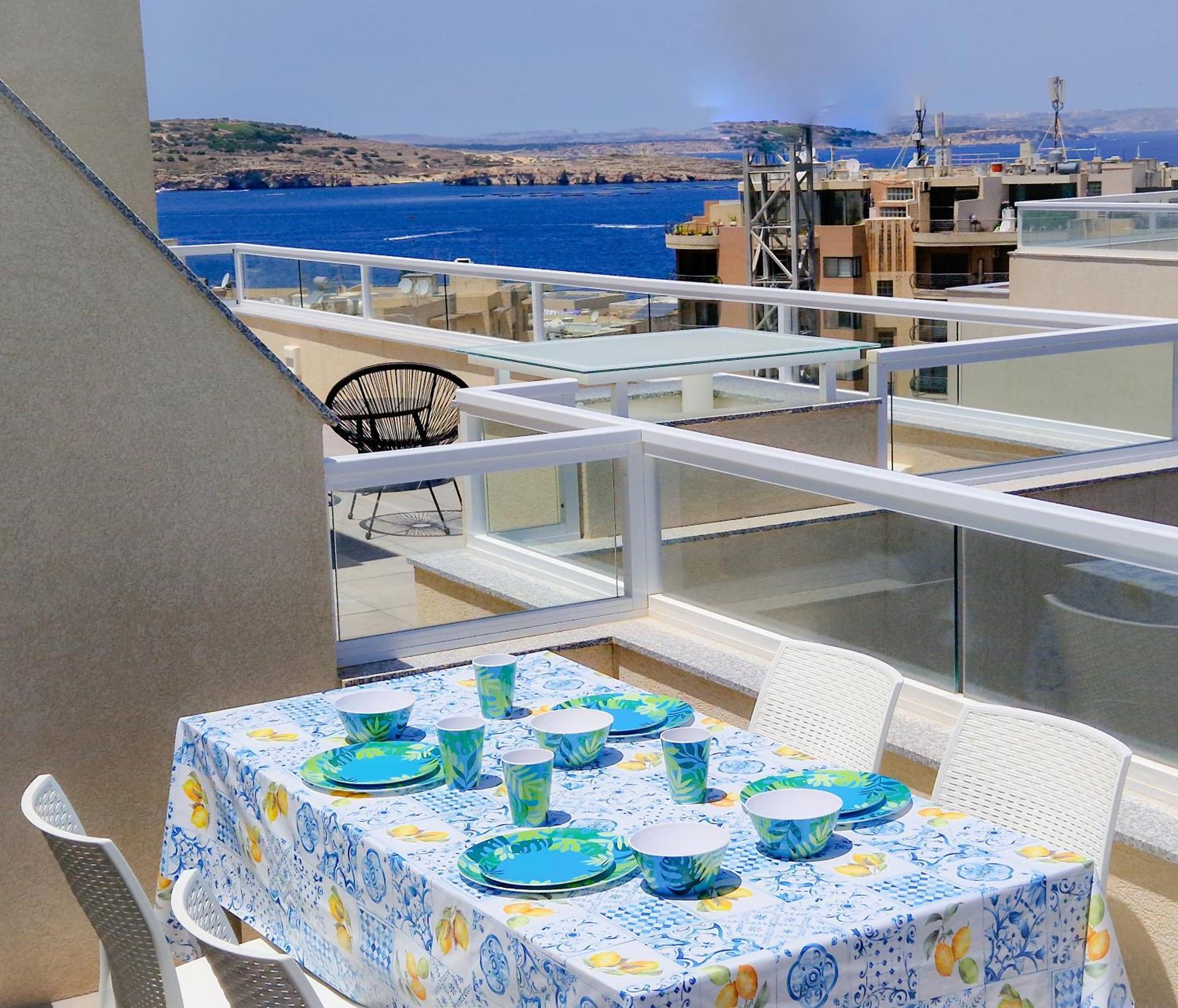 Sea View New Penthouse Terrace & Garage Parking Apartment St. Paul's Bay Exterior foto